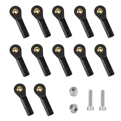 12Pcs M2 Lever Steering Linkage Tie Rod End Ball Head Joint Rod Ends for RC Airplane KT Model Plane Parts with Screw and Nut