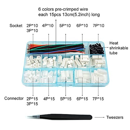 2.54mm XH Connector Socket Kit with pre-Crimped Cable Wire 2/3/4/5/6/7 Pin Housing JST Adapter Cable Male and Female Compatible with JST-XH Connector (Connector&Socket) - style: Connector&Socket