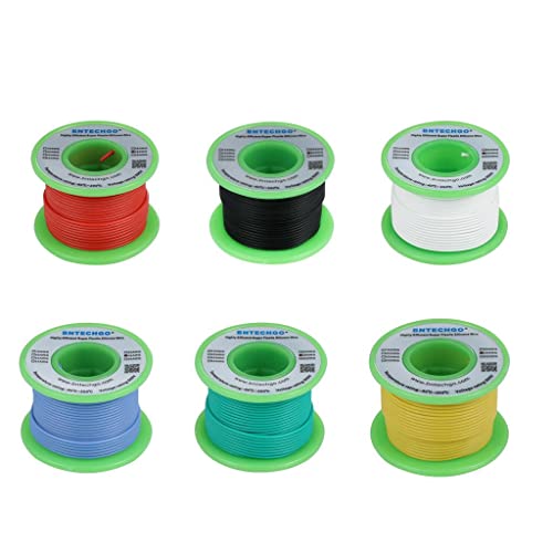 BNTECHGO 28 AWG Silicone Wire Kit 6 Color Each 30ft Stranded Tinned Copper | Flexible 28 AWG Stranded Wire Silicone Rubber Insulation For RC Models, Drone, Robot, LED Lighting Systems, 3D Printer, DIY - size: 6 Colors Each 30ft, style: 28 AWG silicone wir