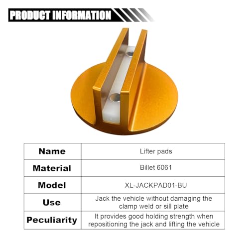 Universal Magnetic Jack Pad, 0.37" Slotted Aluminum Grooved Pad | Jack Puck Pinch, Pinch Weld Frame Rail Adapter with Large Slotted for Most Cars SUVs Trucks, Orange - color: Orange