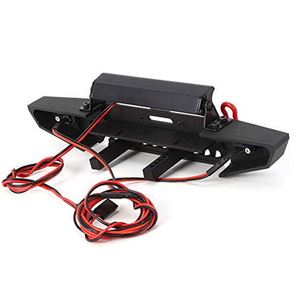 Anticollision Front Bumper with Spotlights Heavy Duty Metal RC Car Bumper Kit with LED Light Bar for Axial SCX10 90046 1 10 RC Crawler Car