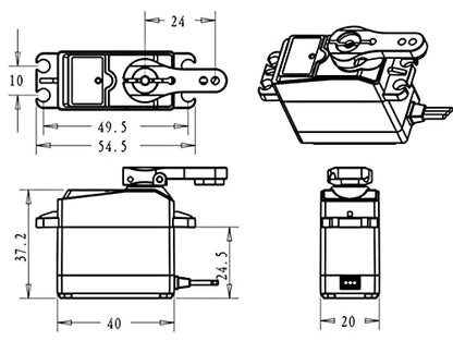 35KG Coreless Digital Motor Servo 7.4V High Speed High Torque Stainless Steel Gear Waterproof Standard Baja Servos 180 Degrees - size: 35KG-180°