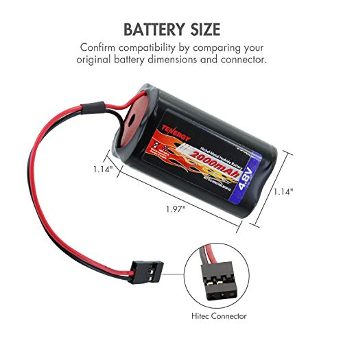 Tenergy 4.8V 2000mAh Capacity NiMH Battery Pack with Hitec Connectors, Futaba, Square Rechargeable Battery for RC Receivers, Airplanes, and More