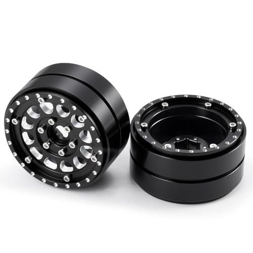 RCHUBAM 4PCS 1.9" Twin Beadlock Wheels for 1/10 Scale SCX10 TRX-4 TRX6 G63 | RC Dually wheels Tractor-Trailer Design,RC Upgrade Parts - style: 4PCS