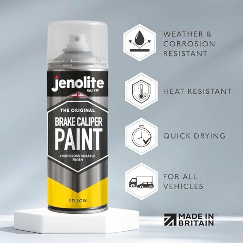 JENOLITE Brake Caliper Paint Aerosol, Yellow 1x13.5oz | Brake Caliper Paint, Durable High Gloss Finish High Heat Spray Paint, Restore - color: Yellow