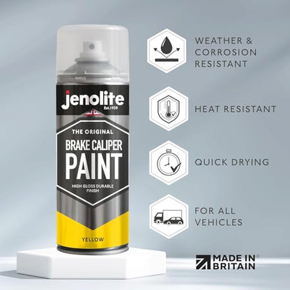 JENOLITE Brake Caliper Paint Aerosol, Yellow 1x13.5oz | Brake Caliper Paint, Durable High Gloss Finish High Heat Spray Paint, Restore - color: Yellow