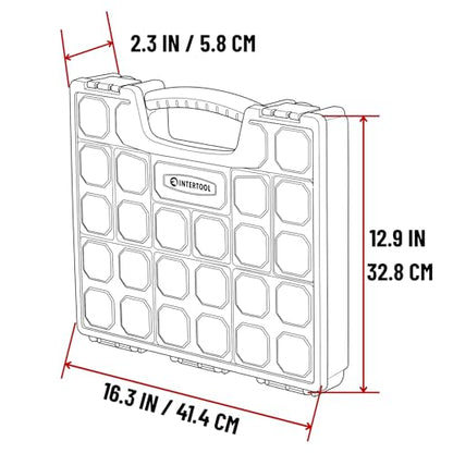 INTERTOOL Hardware Organizer with 24 Removable Bins - Small Parts Storage Tool Box for Nuts, Bolts, Screws, Nails - Portable Handle Transparent Lid with Locks BX08-4033 - style: 24 Removeable Bins
