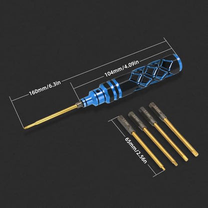 5-in-1 RC Tool Kit, Hex Allen Screwdriver Kit, RC Screwdriver Set 1.5mm 2.0mm 2.5mm 3.0mm RC Car Repair Tool Kit for RC Model Car Boat Helicopter (Blue) - color: Blue