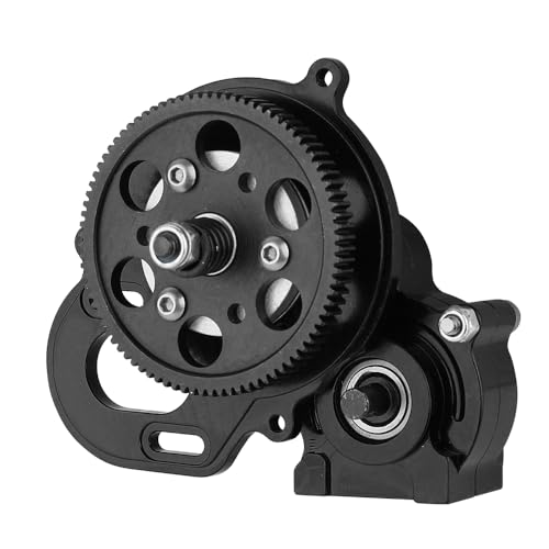 All Metal Complete Gearbox Transmission with Motor Gears for 313mm Wheelbase 1/10 RC Crawler Truck Axial SCX10 & SCX10 II DIY Upgrade Parts (red-Black) - color: Red-black