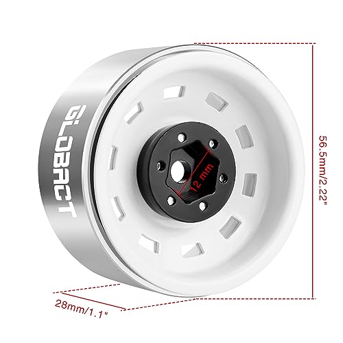 GLOBACT 1.9 Beadlock Wheel for 1/10 TRX4 TRX6 SCX10 I II III Pro Redcat, W | 1/10 RC Wheel Hub, 1/10 RC Crawler Car Upgrade Accessories - color: White