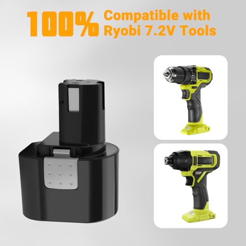 Joiry 2-Pack 7.2V 3000mAh Ni-MH Replacement Battery with Higher Safety & Longer Runtime - Compatible with Ryobi B-723F B-7220F B-7215 1400668 6404651 6406501 6407031 - size: 2-Pack