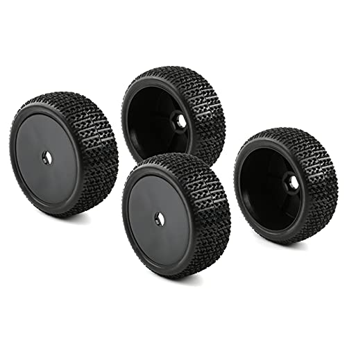17mm Tires & Hard Dish Wheels with Drive Hex Adapters | 4pcs, For 1/8 Buggy RC Racing Car, Kyosho Tamiya Redcat HPI Traxxas AE Losi TLR HSP, 94762 94081 - color: Black Hard Dish