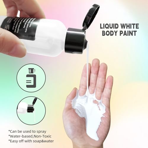 Go Ho Liquid White Face & Body Paint - Water Based, Special FX & Halloween Makeup - color: White