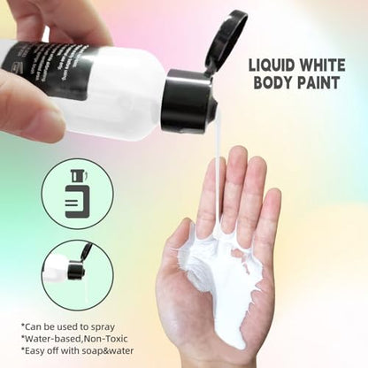 Go Ho Liquid White Face & Body Paint - Water Based, Special FX & Halloween Makeup - color: White