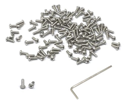 iexcell 100 Pcs M2 x 5mm Thread Pitch 0.4 mm Stainless Steel 304 Hex Socket Button Head Cap Screws Bolts Kit - size: M2 x 5mm