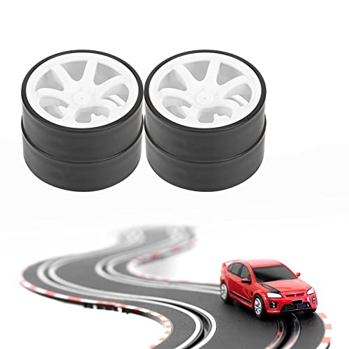 RC Drift Tires, 4PCS 6 Spoke Plastic Wheel Rims with Rubber Tires for 1/10 Scale On Road Drifting Cars, Ideal for Hobbyists Practice Sessions(White)