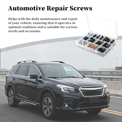 160 Pack Metal 14-Size Phillips Round-Head Self-Tapping Screw Kit | body bumper and hood applications, vehicle retainer mounting, fits SUVs RVs and cars, automotive fastening hardware