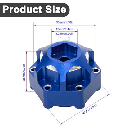 4Pcs Wheel Hex Hub Adapters Aluminum Wheel Spacers for All 1/10 RC Car Truck SCX10 TRX4 Slash Rustler Stampede Granite (Blue) - color: Blue