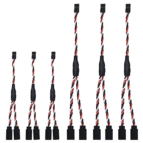 6Pack ShareGoo JR Twisted Servo Lead Extension JR 1 Male to 2 Female Y Cables Y Harness Servo Extension Cable Lead for RC Cars Trucks Airplanes Servo Receiver Connection