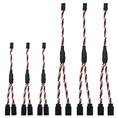 6Pack ShareGoo JR Twisted Servo Lead Extension JR 1 Male to 2 Female Y Cables Y Harness Servo Extension Cable Lead for RC Cars Trucks Airplanes Servo Receiver Connection