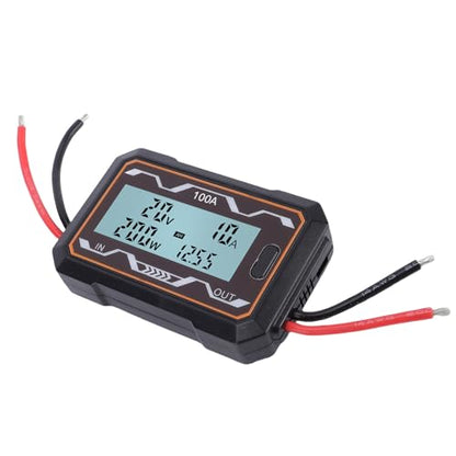 Focket Power Analyzer, 100A Battery Monitor Meter with Blue Backlit LCD Display, Digital Watt Meter for RC Solar Electric Vehicles Battery Consumption Testing