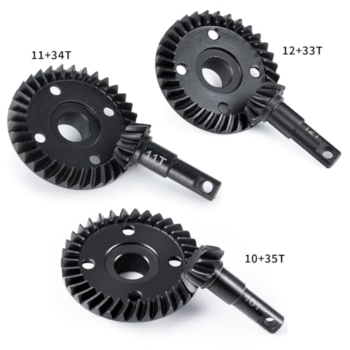 LSG TRX4 Diff Gears 12T 33T Bevel Overdrive Gear for 1/10 RC Crawler TRX6 | Underdrive Differential Gears Ring Pinion Set RC Car Upgrade Parts, 10T-35T, 11T-34T, 12T-33T