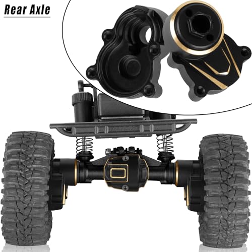 RC Upgrades Part for 1/18 Ascent-18,Aluminium Front & Rear Portal Axles,Brass Outer Portal Housing,Diff Cover,Skid Plate,Servo Mount,Steering Knuckle,Steering Link,Black - color: Black W/Black