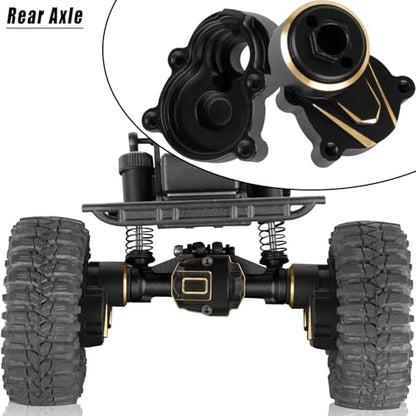 RC Upgrades Part for 1/18 Ascent-18,Aluminium Front & Rear Portal Axles,Brass Outer Portal Housing,Diff Cover,Skid Plate,Servo Mount,Steering Knuckle,Steering Link,Black - color: Black W/Black