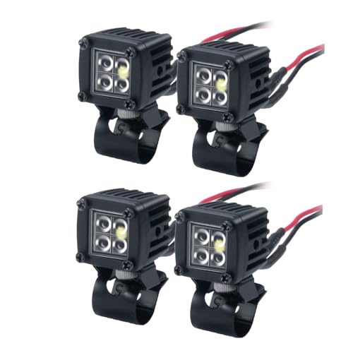 4PCS RC Spot Beam Square LED Cubes Offroad Driving Lights RC Light Bar LED Housing Lens Spotlight Compatible with 1/10 RC Car TRX4 TRX6 Axial SCX10 90046 RR10 D90 (D-4 Holes) - color: D-4 Holes