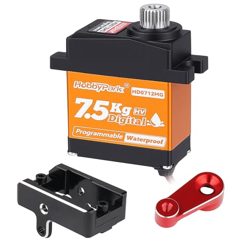 HobbyPark Waterproof for TRX4MT TRX4M Servo with Servo Mount Bracket & Horn Arm Steering 7.5kg High Torque Metal Gears Digital Servo 1/18 Crawler Upgrades Parts Replacement of 2065