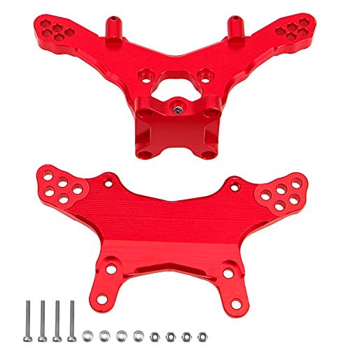 Metal Front & Rear Shock Tower RC Shocks Damper Mount Set Compatible with Losi 1/18 Mini-T 2.0 2WD Stadium RC Truck Hop-Up Parts (Red) - color: Red
