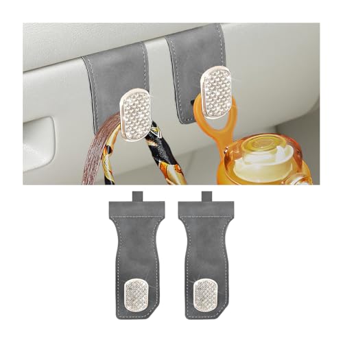 Bling Car Co-Pilot Glovebox Hook, 2PCS Crystal Rhinestone Vehicle Passenger Seat Hanging Storage Hooks for Handbag Purse, Automotive Glove Box Organizer Hanger, Universal Fit (Gray) - color: Gray