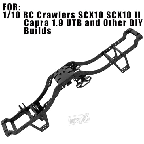 LCG Carbon Fiber Chassis Kit & Front Mounted Transmission Upgrades Part for 1/10 RC Crawlers SCX10 SCX10 II Capra 1.9 UTB and Other DIY Builds,Aluminum Gearbox Carbon Fiber Chassis,Black - color: Black(for 1/10)