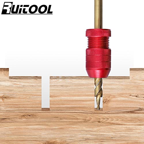 RUITOOL Drill Bit Stop Collar Set, Adjustable Drill Bit Depth Stop, 2 Pcs | Aluminum alloy, protective inner liners, adjustable for 5/64"-3/16" and 15/64"-7/16" bits, depth control for repeat drilling