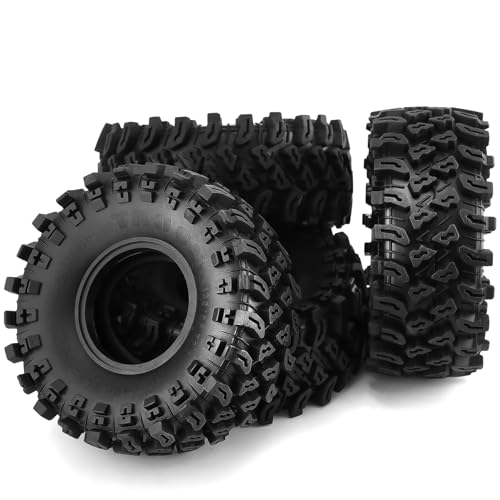 2.2 RC Crawler Tires 1/10 RC Rubber Slingers Grappler Mud Wheels Tyres For 1:10 Scale Rock Crawler Car Axial SCX10 90047 D90 TF2 Tamiya CC01 Traxxas TRX4 2.2in Beadlock Rims 4PCS