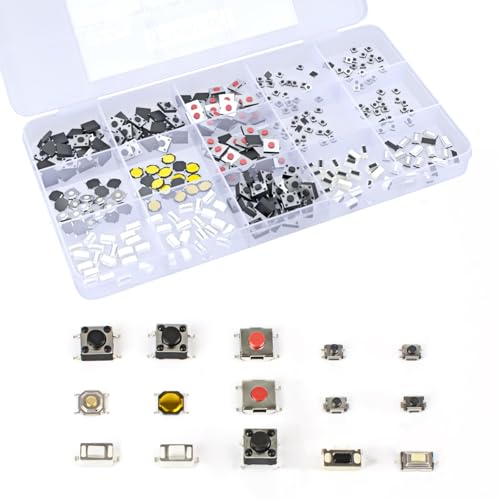 300 Pcs 15 Value Micro Momentary Tactile Switch Assortment Kit | Push Button Switch Set - style: 300 Pcs 15 Value