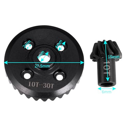 30T/10T Steel Differential Drive Gear+Front Rear Helical Bevel Gear for MJX Hyper Go 14210 14209 16208 H14BM 1/14 RC Car Upgrade Part