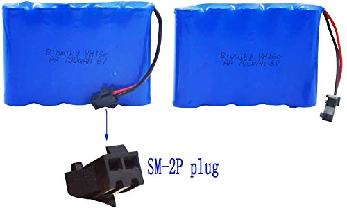 Blomiky 6V 700mAH Ni-Cd Battery Replacement for Old Version Amphibious Stunt RC Cars 4WD 1/18 High Speed RC Buggy Vehicle / GS02 Battery 2 Pack