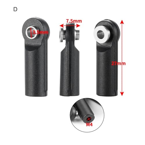 Compatible Black Plastic M4 Steering Linkage Pivot Link Rod End Joint Head Balls Compatible with 1/10 RC Crawler Car Parts Set of 10(Style C) - color: Style C