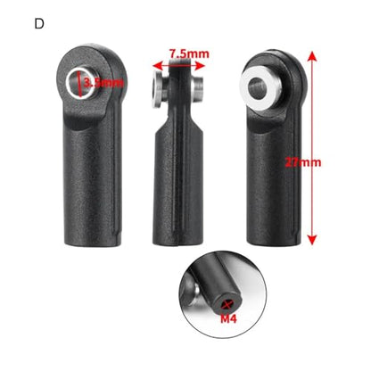Compatible Black Plastic M4 Steering Linkage Pivot Link Rod End Joint Head Balls Compatible with 1/10 RC Crawler Car Parts Set of 10(Style C) - color: Style C