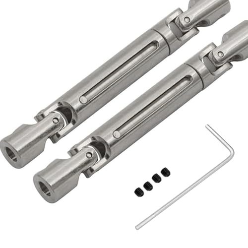 Set of 2 RC Car Drive Shafts with Wrench and Screws for MN82 MN78 LC79 1/12 Scale Crawler, Silver