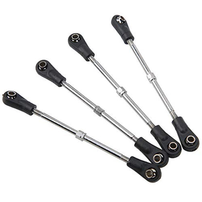 RiToEasysports 4Pcs RC Car Steering Rod, Adjustable Metal Linkage for Truck Racing 1 10 Scale Remote Control Car, with M3 Hex Screws Compatible 83 92mm Range