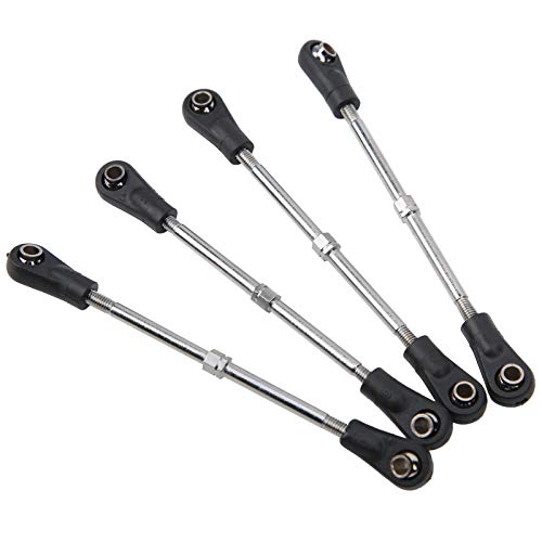 RiToEasysports 4Pcs RC Car Steering Rod, Adjustable Metal Linkage for Truck Racing 1 10 Scale Remote Control Car, with M3 Hex Screws Compatible 83 92mm Range