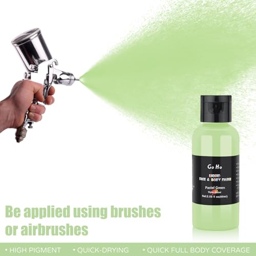 Go Ho Pastel Green Face Body Paint,Pastel Green Makeup Water Based Face Paint and Body Paint for Airbrush Makeup Special FX, Cosplay, and Halloween Make up - color: Pastel Green