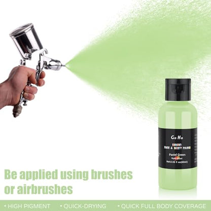 Go Ho Pastel Green Face Body Paint,Pastel Green Makeup Water Based Face Paint and Body Paint for Airbrush Makeup Special FX, Cosplay, and Halloween Make up - color: Pastel Green