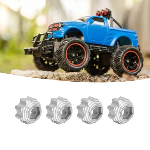 VBESTLIFE RC Wheel Hex Adapters 8x32 to 17mm Conversion for Electric RC Car Truck 3.8in Wheels, Aluminum Alloy Silver Upgrade for Improved Stability and Reduced Vibration - color: Silver Color