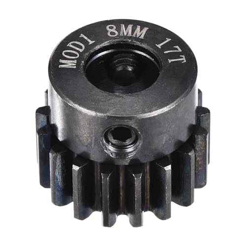 MECCANIXITY 1M 17T 40 Chrome Steel Motor Pinion Gears, 0.75" x 0.8" RC Motor Gears Fits 8mm Shaft Bore for RC Vehicles Truck Drift Remote Control Car Off-Road Crawler Parts, Black - style: 17T