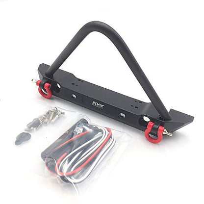 KYX Racing Metal Front & Rear Bumper Set w/LED Lights Upgrades Parts Accessories for RC Crawler Car Axial SCX10 II 90046 Traxxas TRX-4 TRX4