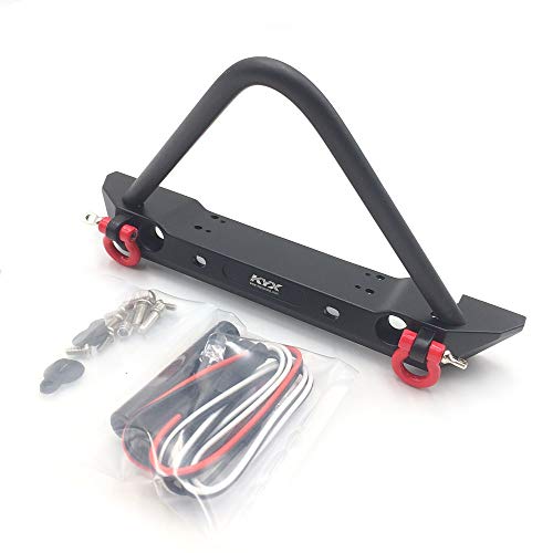 KYX Racing Metal Front & Rear Bumper Set w/LED Lights Upgrades Parts Accessories for RC Crawler Car Axial SCX10 II 90046 Traxxas TRX-4 TRX4