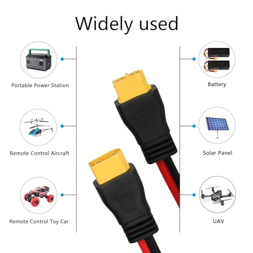 XT60 Parallel Battery Connector Cable, 12AWG XT60 Y Splitter Adapter Cable | XT60 RC Lithium Paralle Power Cord 1FT, 1 Female to 2 Male Y Splitter Adapter Cable, Plug and Play, for RC Multicopter - style: XT60 Splitter Cable 1 Female to 2 Male